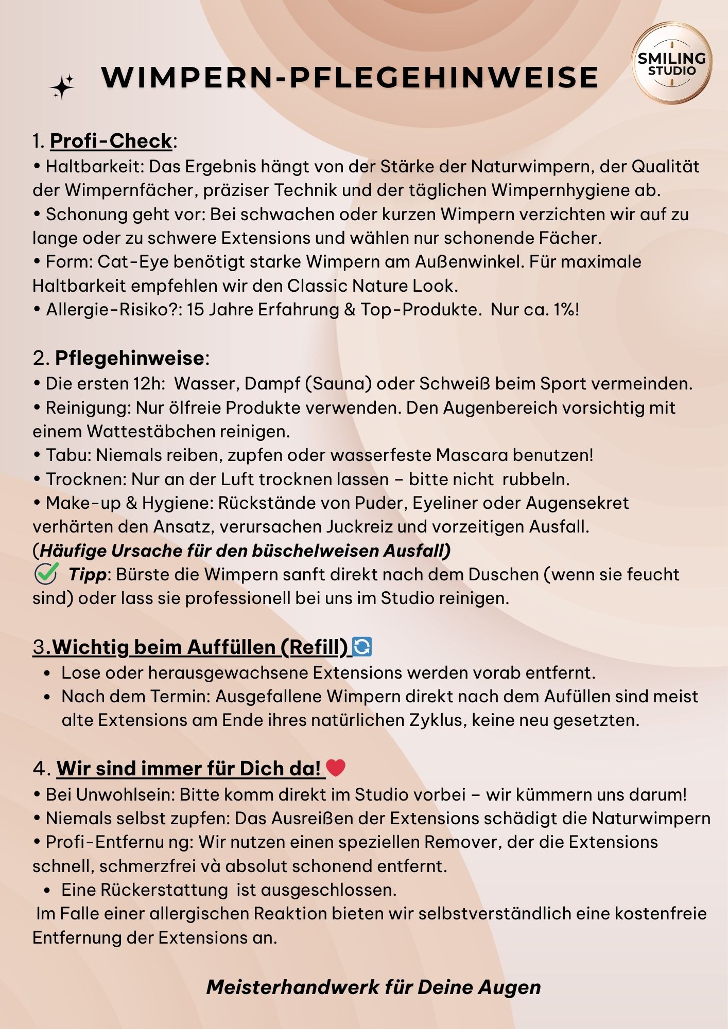 Wimpern – Informationsblatt